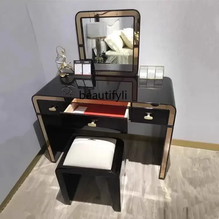 

Asmt56Hong Kong-style light luxury solid wood piano paint makeup table high-end model room dresser