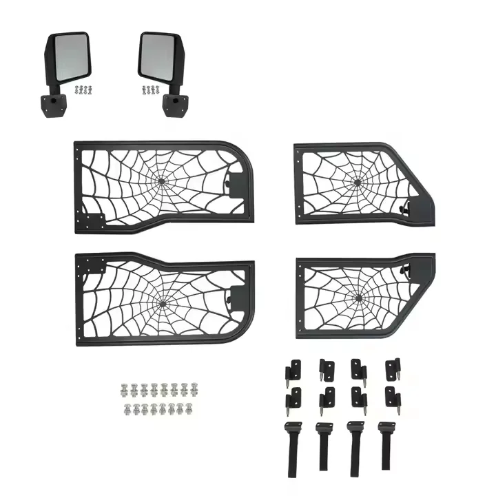 

For Jeep Wrangler JK 2007-2017 JL 2018- Steel Half Door Black Tubular 4-Door Half Tube Door With Mirror