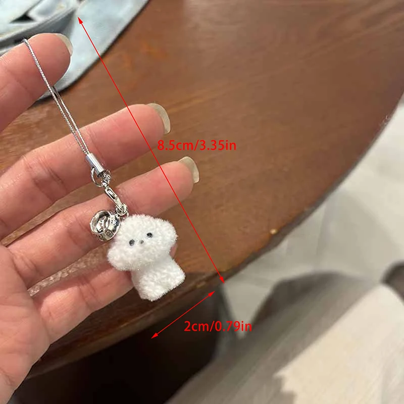 1Pc Flocked Resin Dog Puppy Keychain 3D Little Plush Animal Pendant Backpack Car Keyrings Charms Hangs‘