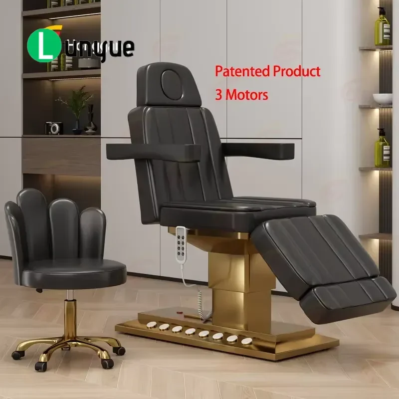 Luxury Professional Thai King Size Electric Massage Bed 3 Motor Black White Facial Beauty Eyelash Treatment Furniture