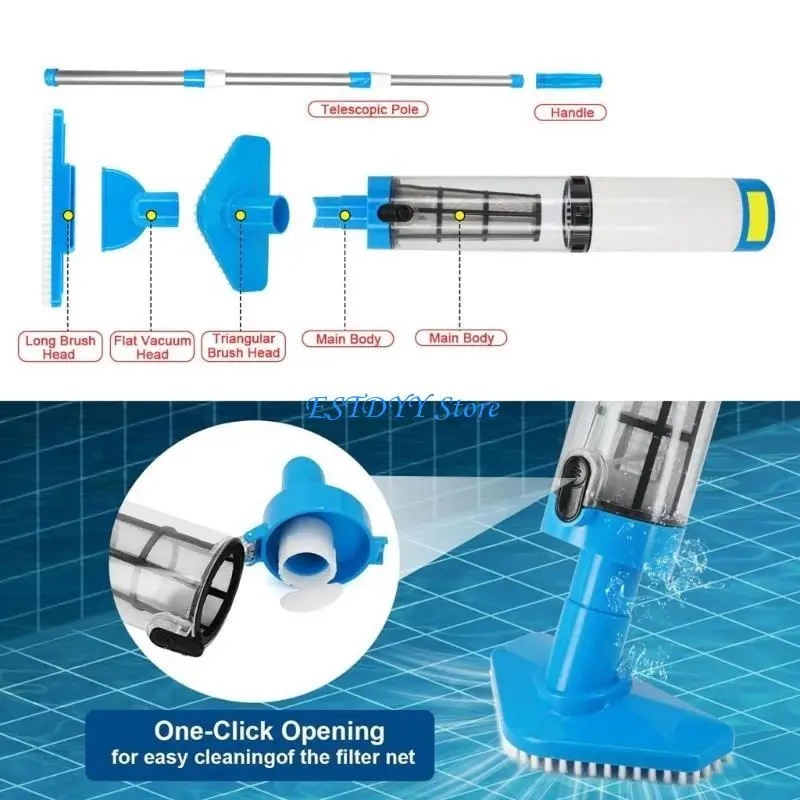 

G6DE Swimming Pool Vacuum Cleaner Powerful Motor Roller Bristle Handheld Pool Cleaner