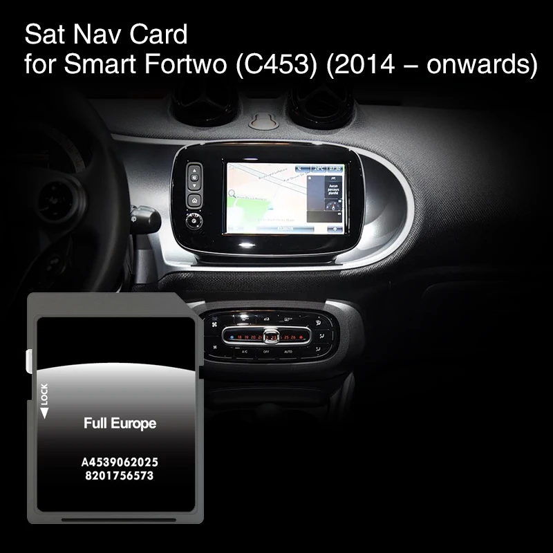 

Use for Smart Fortwo (C453) 2014-onwards Car Navigation SD Map Memory GPS Card Cover Europe Germany Netherlands Spain