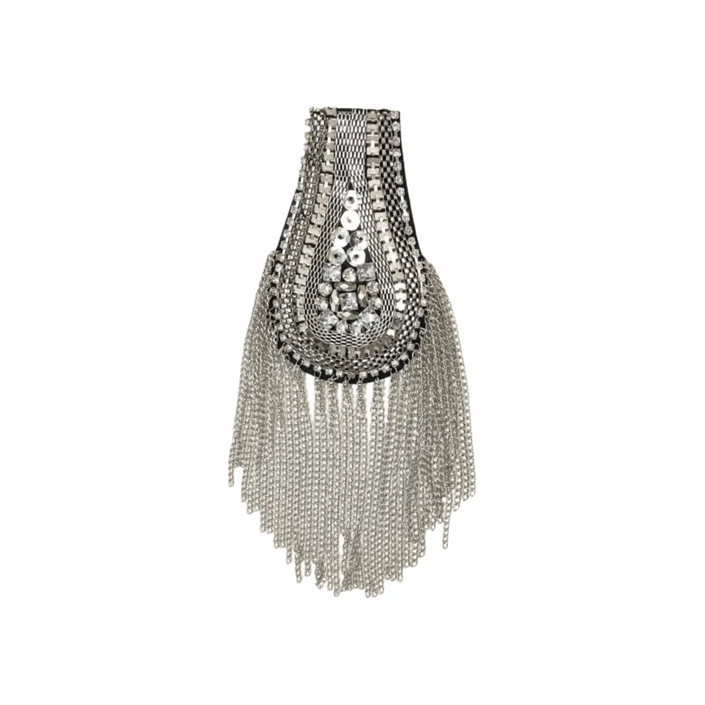 Rhinestone Decor Shoulder Tassel Epaulet Multi Tassel Long Chain Detachable Shoulder Epaulettes Handmade Rivet Design