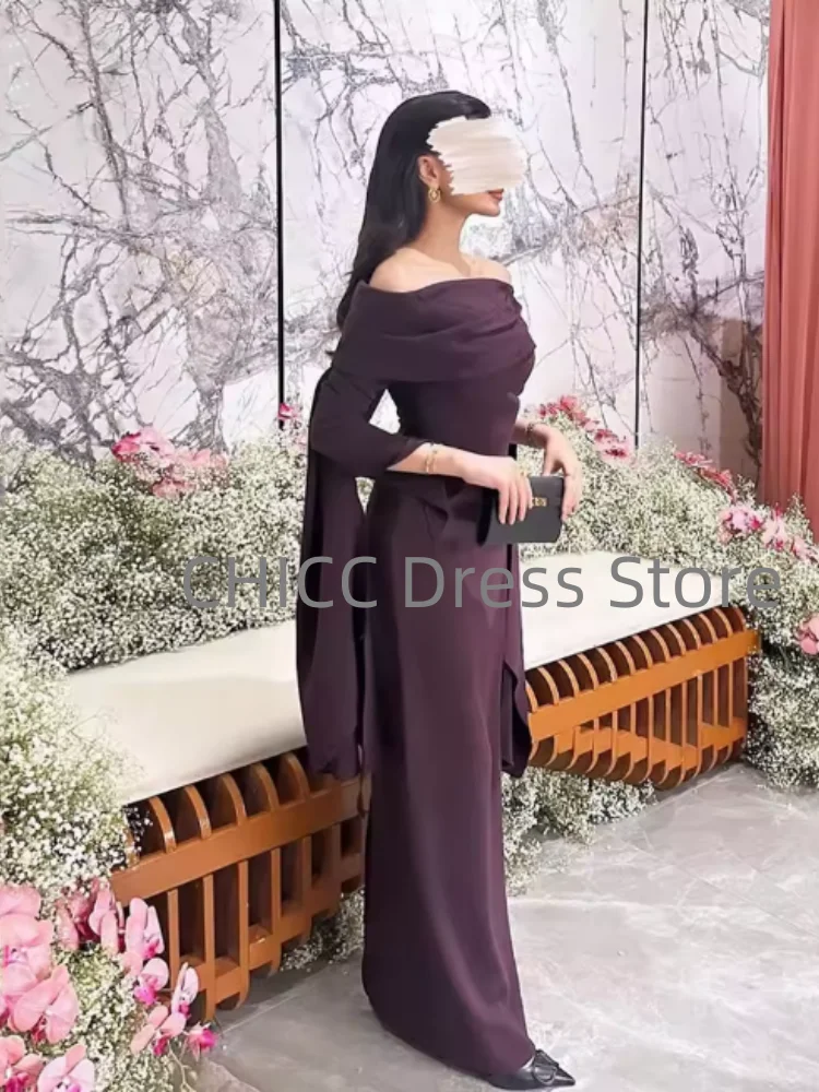 Vestido de noche de lujo con hombros descubiertos, manga larga, sirena, vestido de fiesta árabe, invitados de boda, ocasión especial, vestido de fiesta personalizado