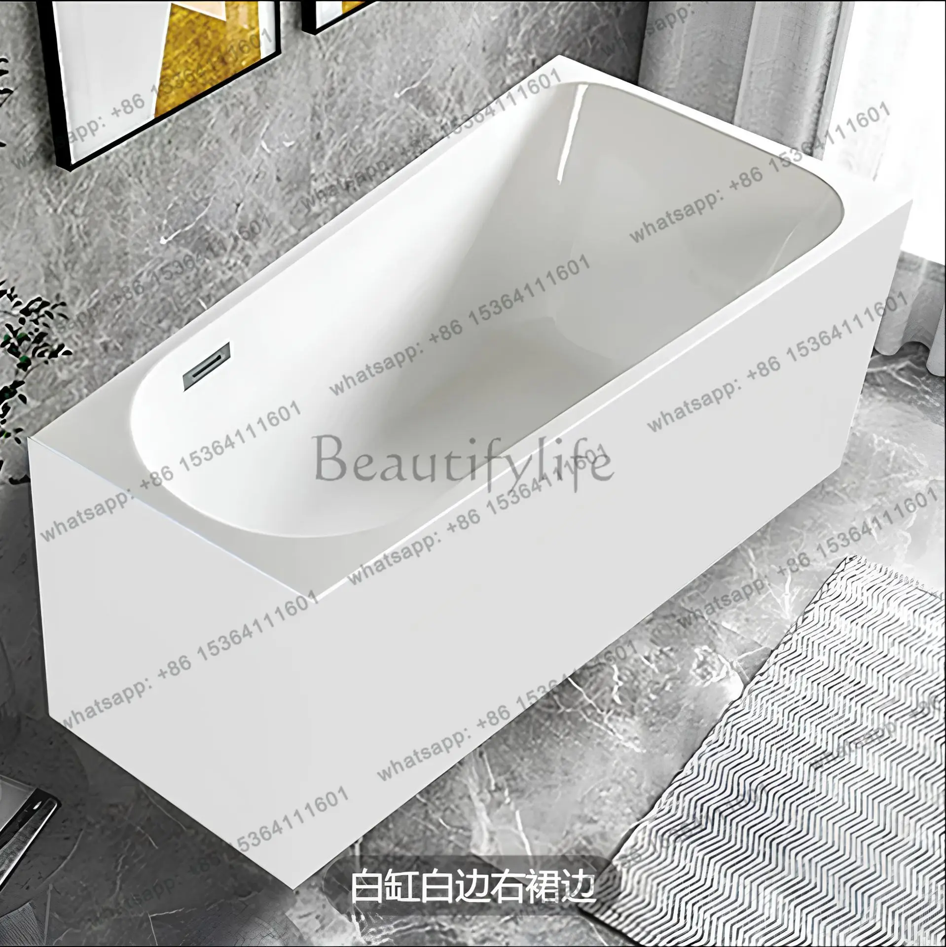 Double Seamless Acrylic Bathtub Integrated Color Bathtub Home Hotel Hotel Pink Small Apartment Home Adult