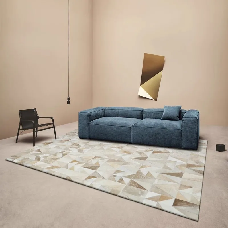 Simple Modern Real Cowhide Carpet for Living Room Minimalist Handmade Large Rugs for Bedroom Ins Natural Cow Leather Customize