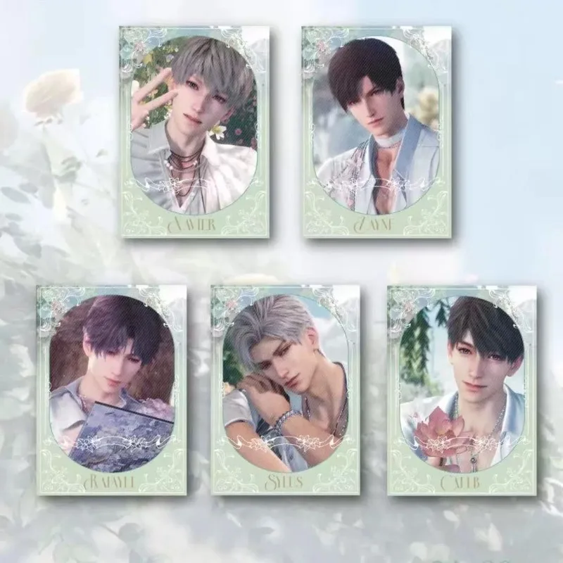 5Pcs/Set Spring flowers Love and Deepspace Laser Card Xavier Zayne Rafayel ralayo Sylus Caleb Cosplay Rounded Corners LOMO Card
