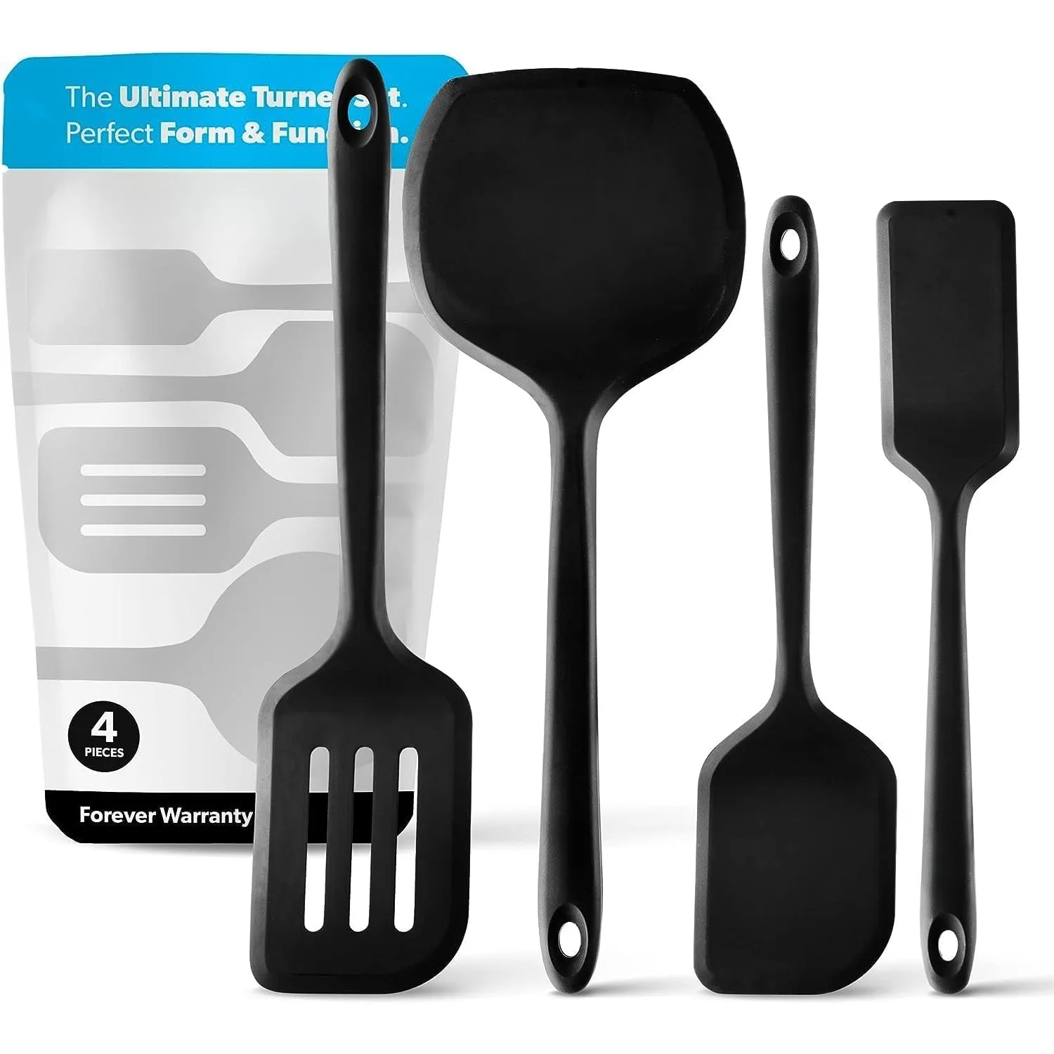 

Silicone Pan and Scooter Set - Kitchen Non stick Cookware -600 ° F Heat resistant Bisphenol Free A Pan (4 pieces, black)