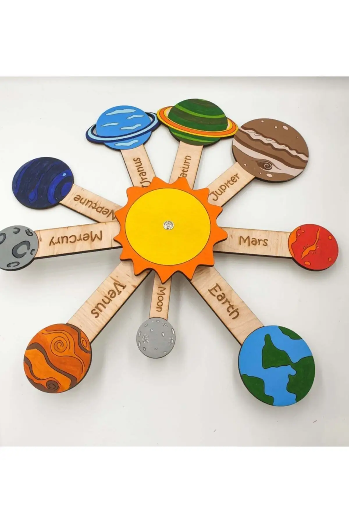 Wood Solar System, for Children Educational Dyeable Planets and Solar