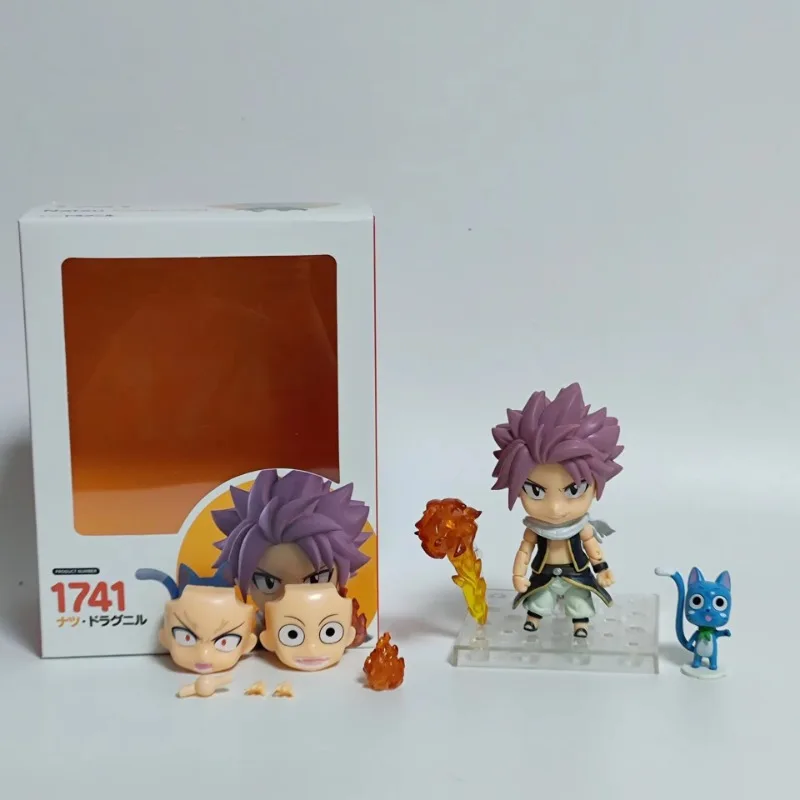 

10cm Fairy Tail Q version Nendoroid 1741# Natsu face-changing movable model ornaments boxed figure For Friends Gifts