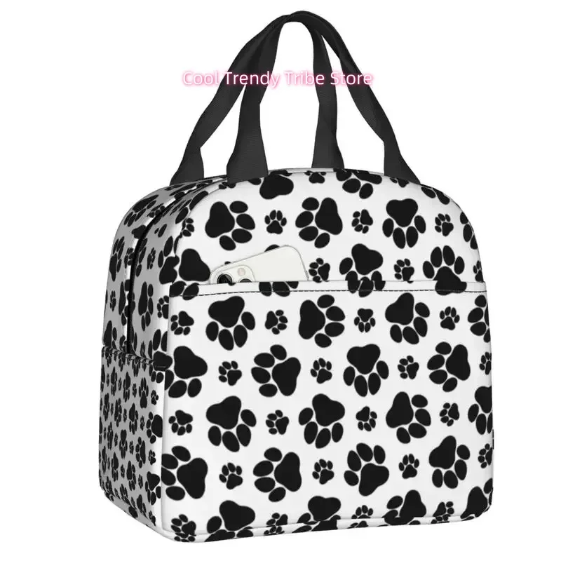 Women'S Dog Paw Print Thermal Lunch Box & Cooler Bag - Insulated Thermal Food Container with Paw Print Design, Spill-Proof Lid,
