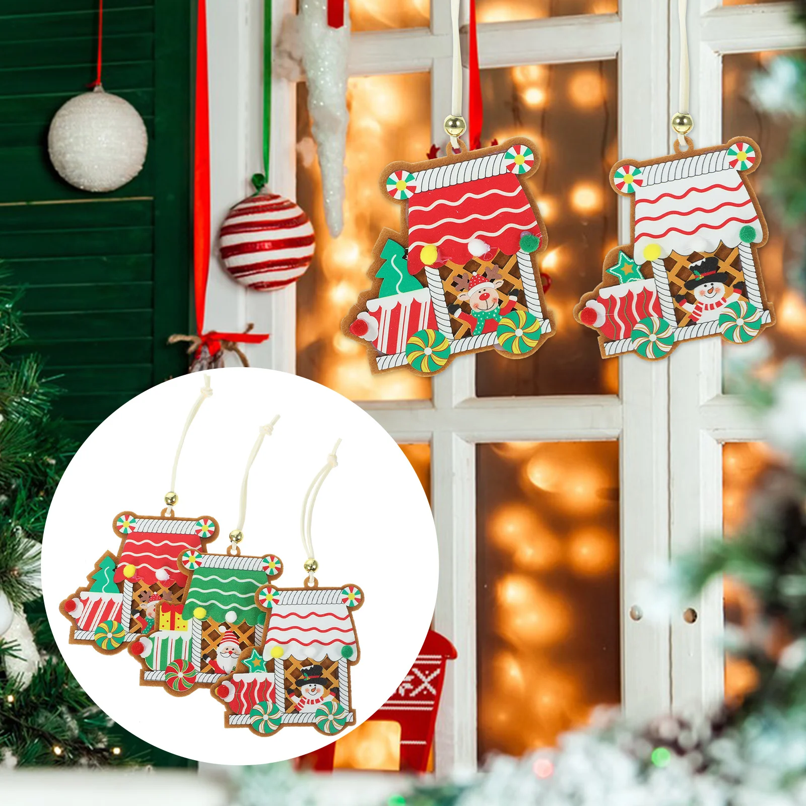 

3Pcs Wooden Christmas Hanging House Ornaments Xmas Tree Decor Party Supplies Xmas Tree Pendant Christmas Hanging Ornament