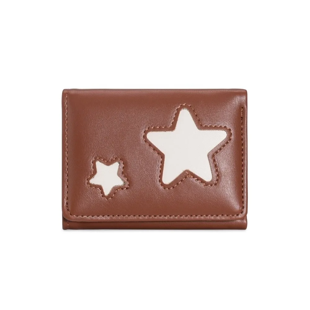 Simple Solid Color Star Wallet Large Capacity Korean Style Short Wallets Card Holder Multifunction Three Fold Wallets Student