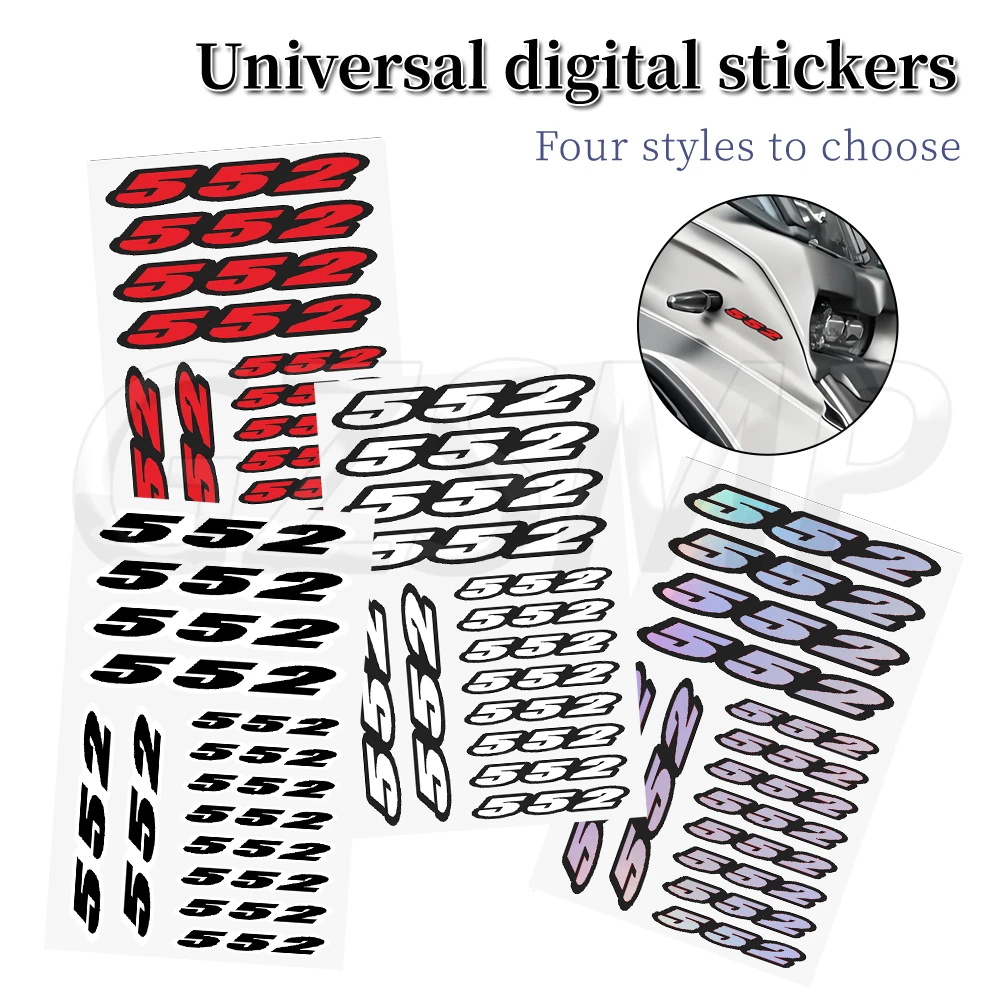 

Number 552 Motorcycle Universal Digit Stickers Moto Body Windshield Decor Decals Fit for Benelli TRK 552 Tornado 552R