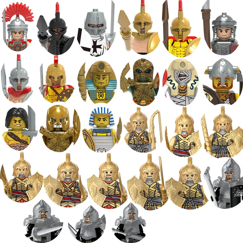 Single Sell Medieval Time Knight Warrior Roman Soldier Weapon Armor Helmet Building Blocks Figures Accessories Toys For Children