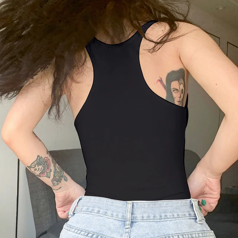 بدلة نسائية أنيقة بحمالات رفيعة ، توبات صيفية ، بدلة جسم بدون أكمام ، أسود ، أبيض ، ملابس قطعة واحدة ،