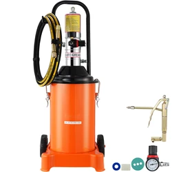 SucceBuy 3/5/10 Gallon Grease Pump Air Operated with Hose Pneumatic Grease Bucket Gun and Wheels for Cars 50:1 Pressure Ratio