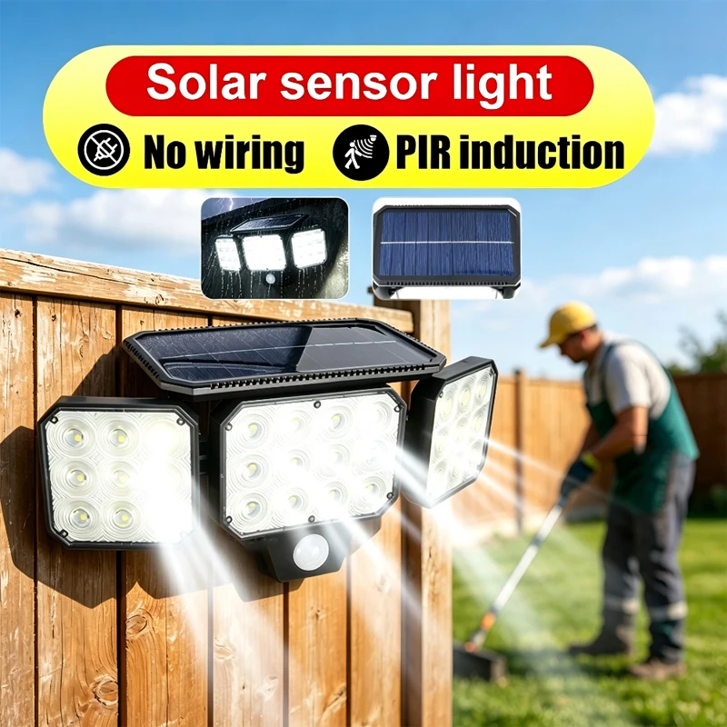Solar Outdoor Wall Lamp Waterproof Spotlights Lamp Motion Sensor Solar 3 Mode Outdoor Garden Solar Security Light Street Light