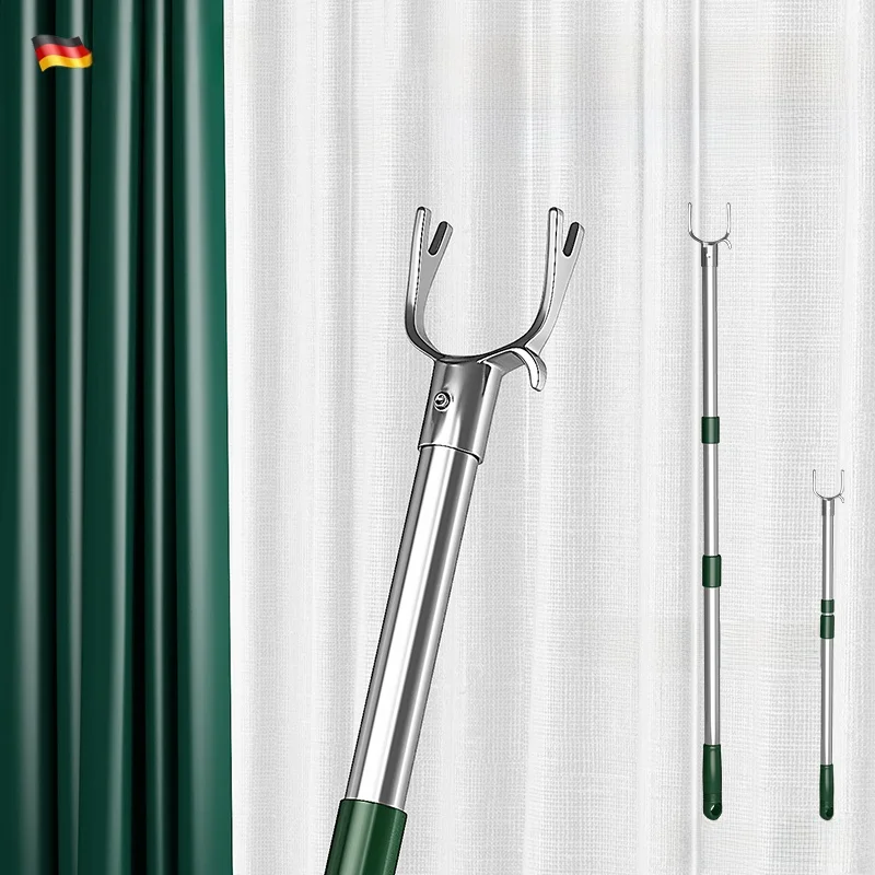 

Stainless Steel Extendable Clothes Drying Rod Home Use Clothing Airer Longening Clothes Airer Fork Yaw