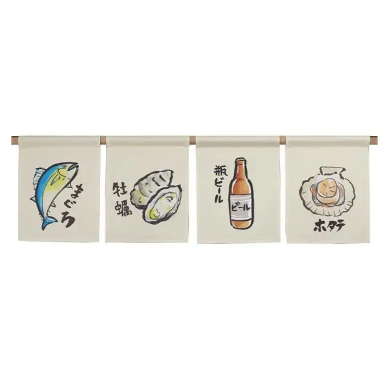 VIKAMA Japanese Cloth Noren Izakaya Yakiniku Privacy Partition Short for Bar Counter