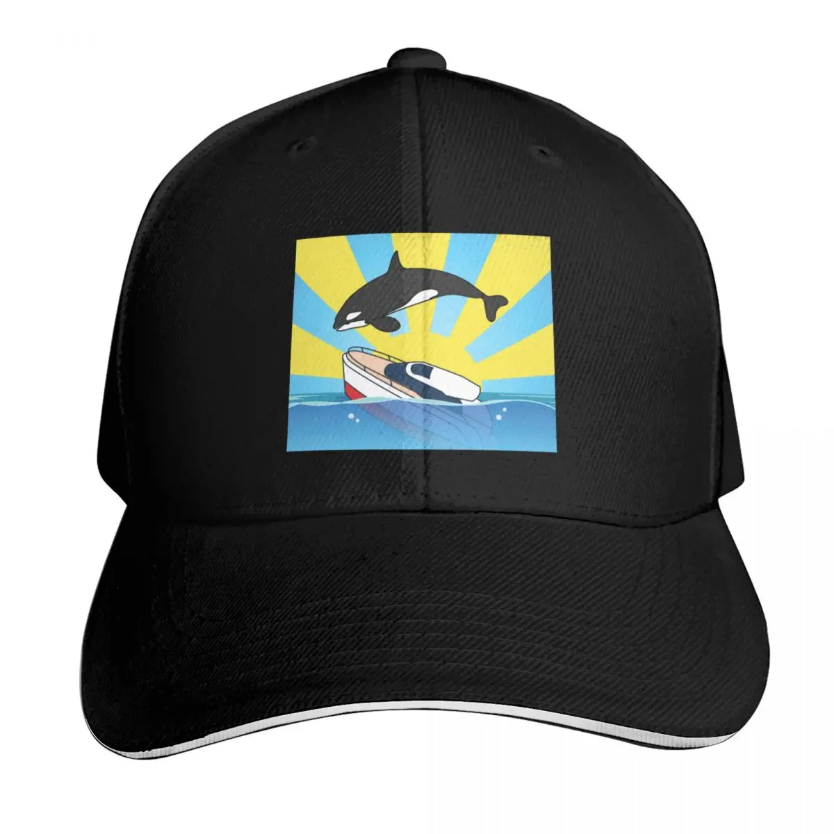 Orca Justice Killer Whales Attack Yachts Baseball Cap Summer Beach Travel Streetwear Hip Hop Trendy Vintage Retro Embroidered