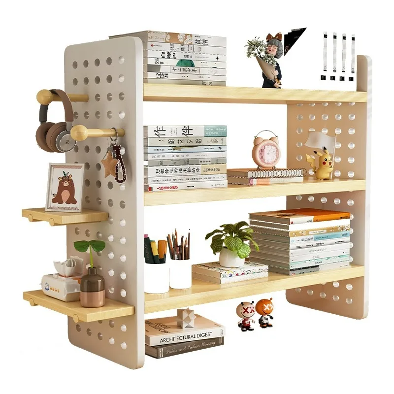 Desktop Shelves Desk Storage Racks Household Multi-layer Book Display Racks Desk Hole Boards Shelves