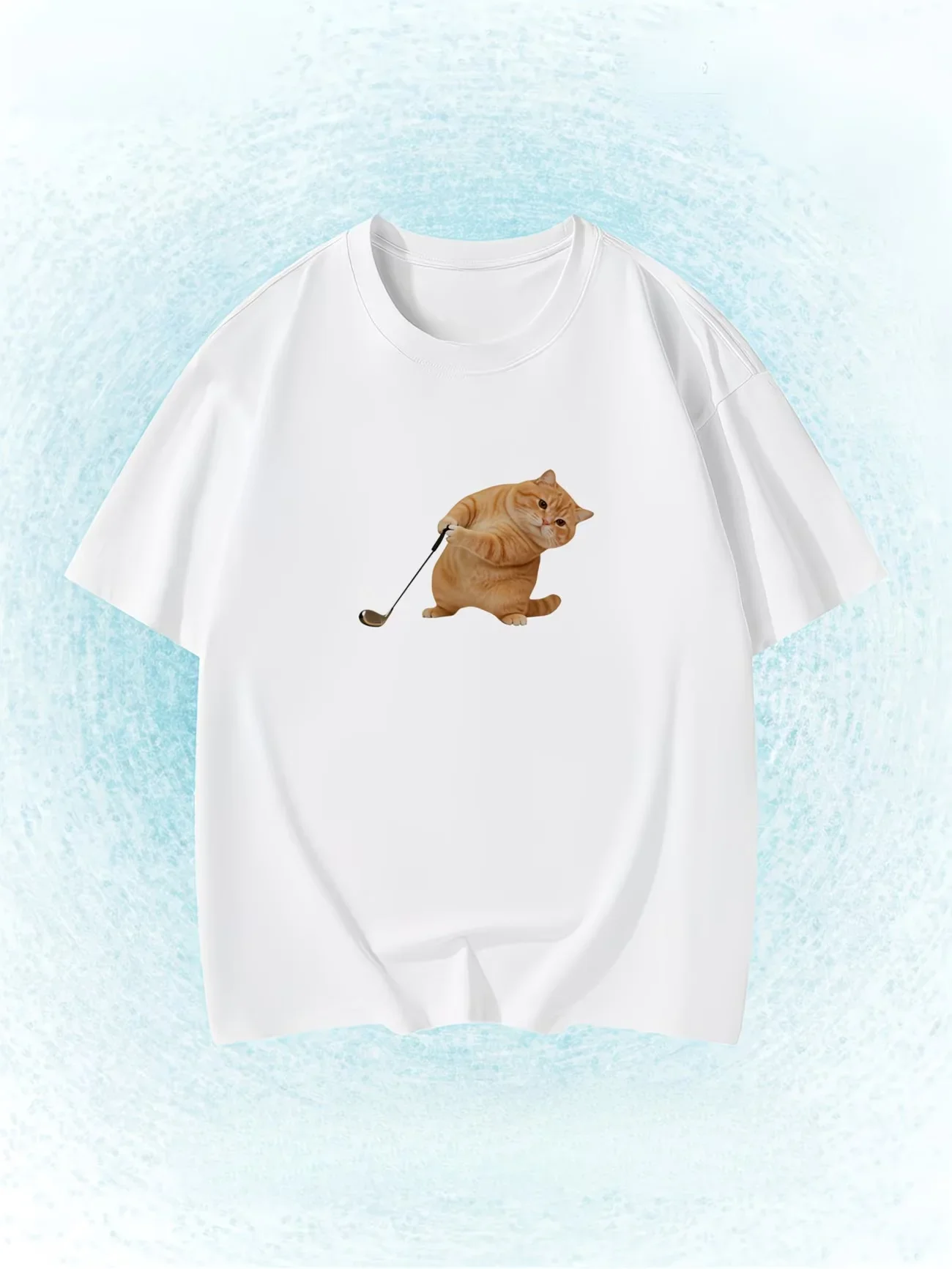 Funny Golf Humor Cat Women Graphic Print Tee Short Sleeve Crew Neck Trendy Streetwear Korean Style Casual Women High Quality Tee