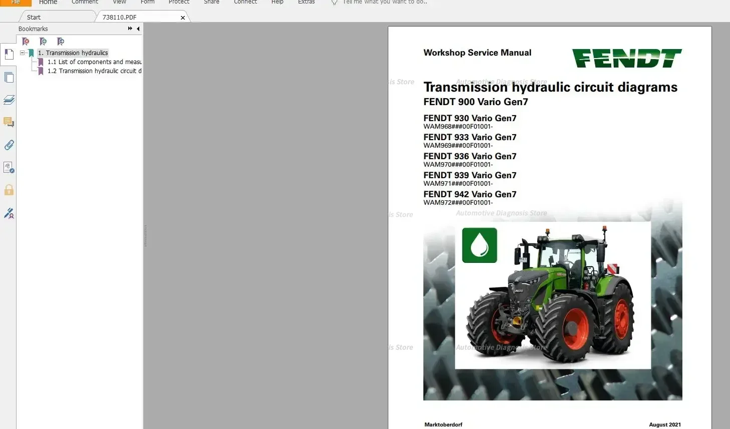 FENDT TRACTOR  Diagrams, Operator & Workshop & Service Training Manuals English  2023