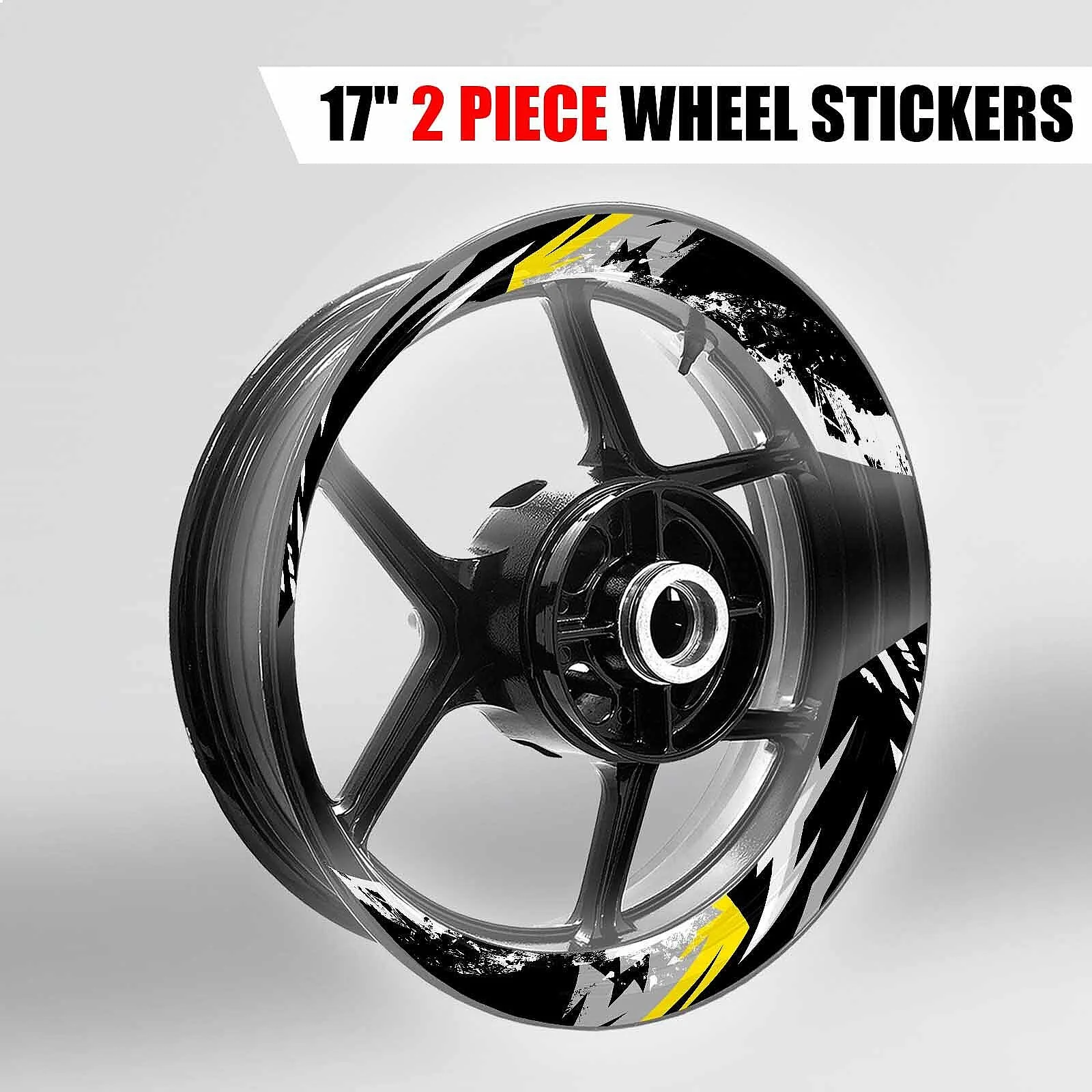 S03B Yellow 2-Piece Rim Decals Wheel Stickers For Ninja 400 EX400 18-22