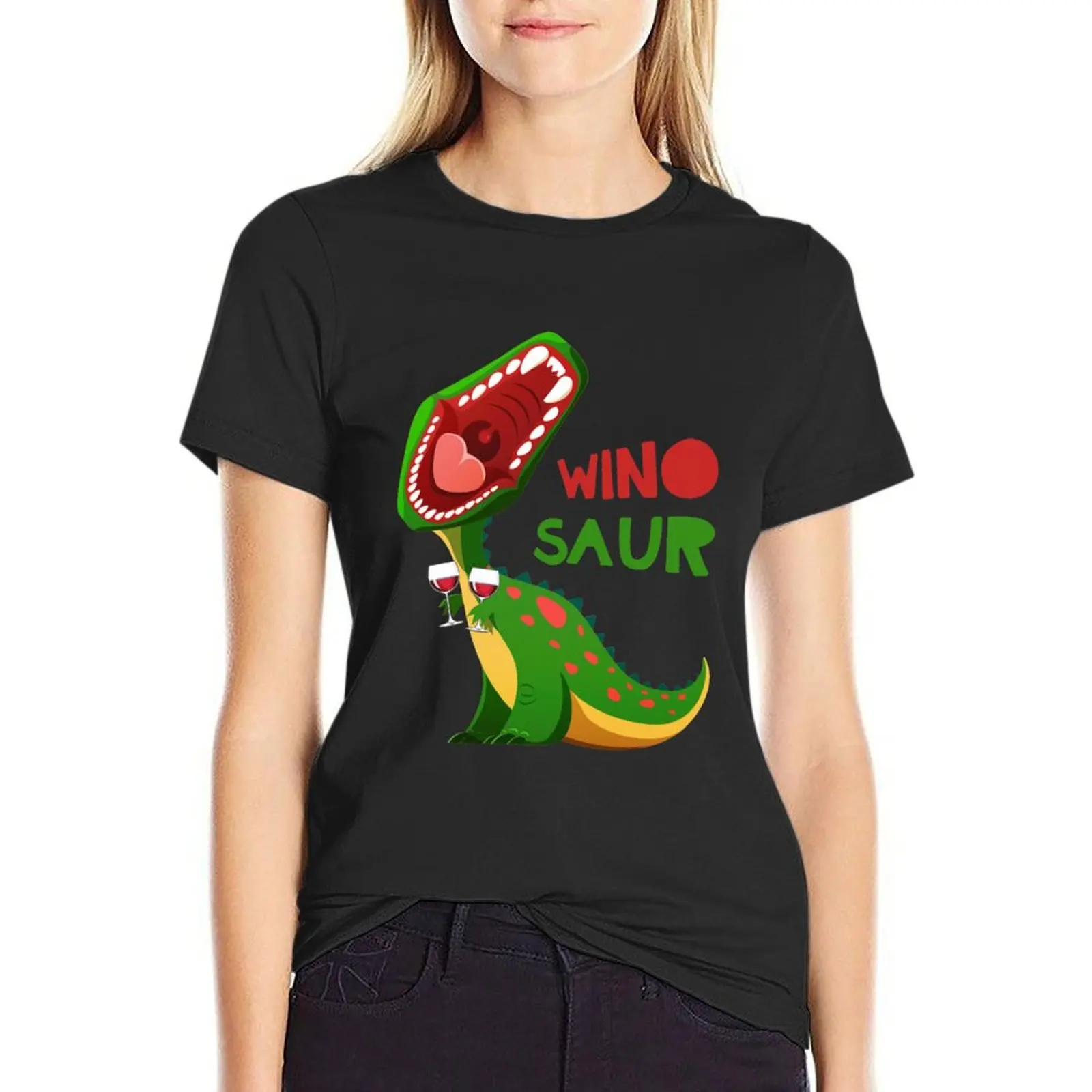 Winosaurus Roar Wine Drinking Winosaur T-Shirt cute tops oversized kawaii clothes lady clothes t-shirt dress for Women graphic