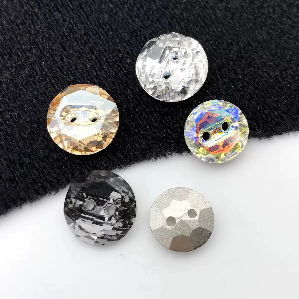 10PCS Crystal Glass Buttons, 2 Holes, 10mm, 12mm, 14mm Shirt, Sweater, Coat, Knitwear, Clothing, High Quality Sewing Accessories