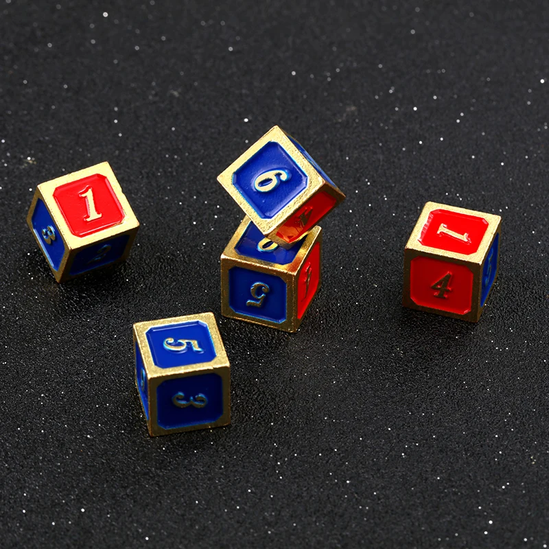 5PCS/1Set Metal Dice Colorful Numbers Funny Game Dice Six Sided Decider Table Board Game Acessorios 13mm