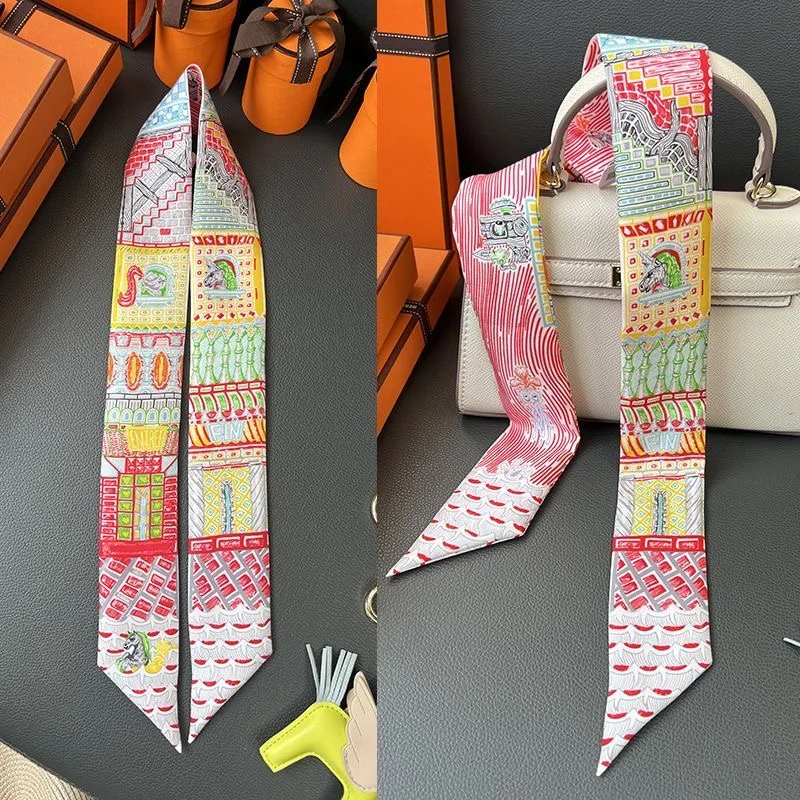 5*90cm Koreanische Version der neuen Meerjungfrau Damen Vielseitiger dekorativer Twill-Streamer-Wickeltasche, Band-Seidenschal Kleiner Schal