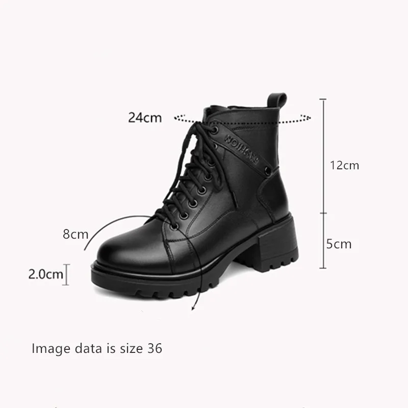 Snow Boots Women 2024 New Genuine Leather Women Ankle Boots British Style Large Size Non-Slip Natural Wool Women Winter Boots