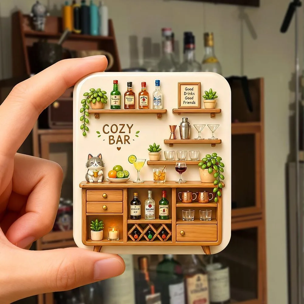 Retro Resin 3D Relief Refrigerator Magnets, Nature Animal Wine Cellar Mini Decor, Creative Fridge Stickers Unique Home Ornament