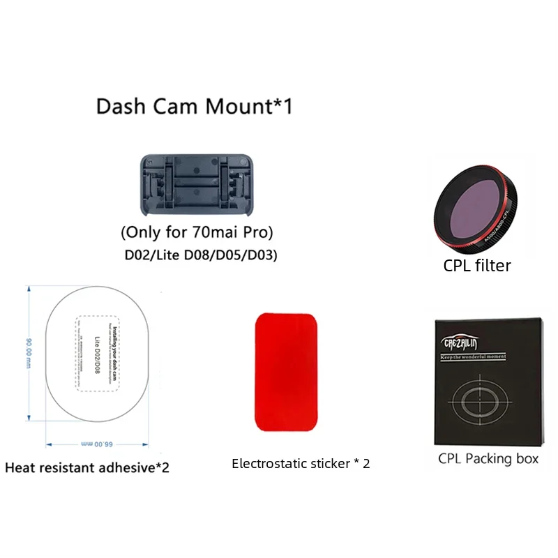 for 70mai Dash Cam Mount For for 70mai Dash Cam Pro D02 Lite D08 70mai Lite D08 CPL Filter