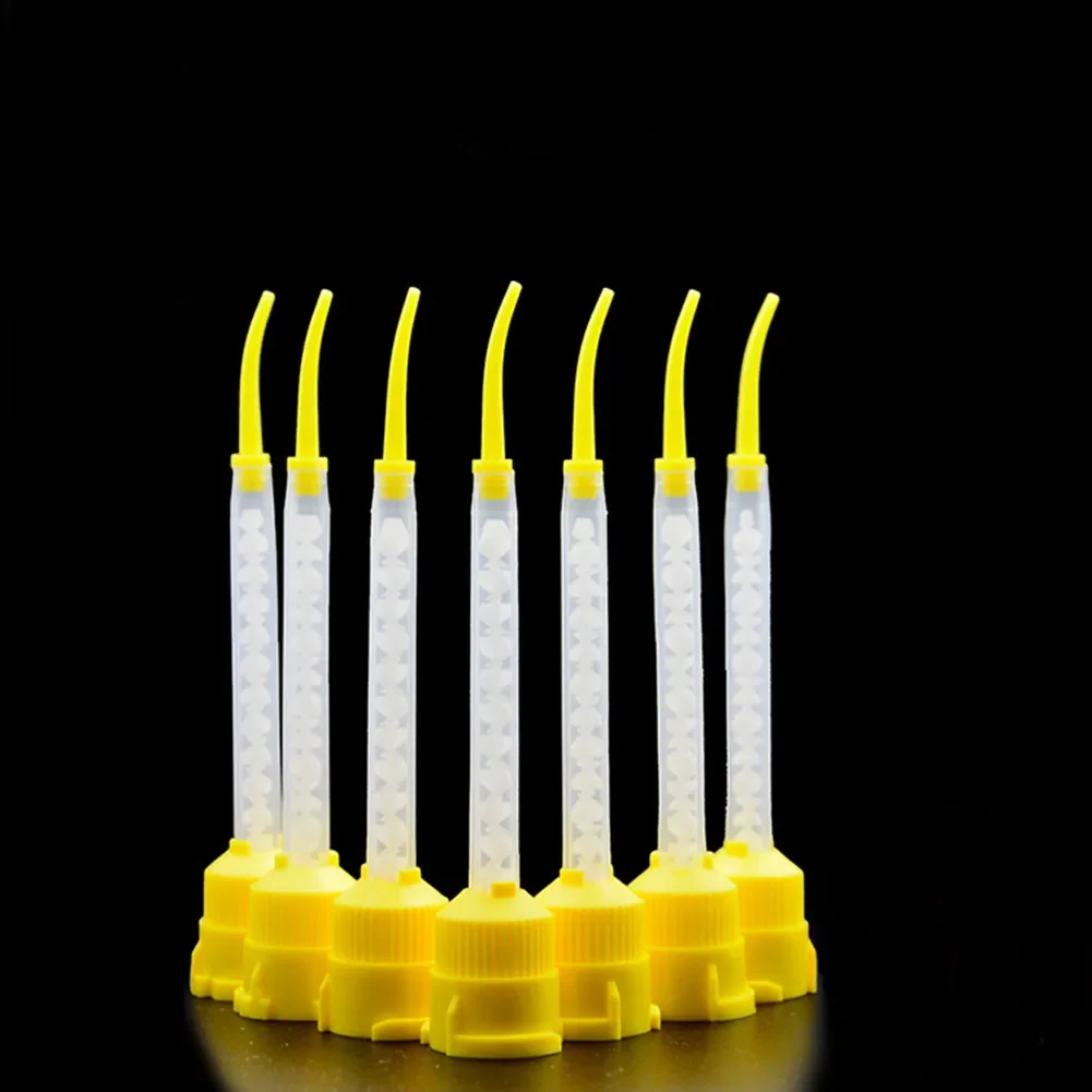 50/200Pcs Disposable Dental Mixing Tips 1:1 Short Yellow Dentistry Lab Impression Material Dispenser Nozzle Conveying Tube Head