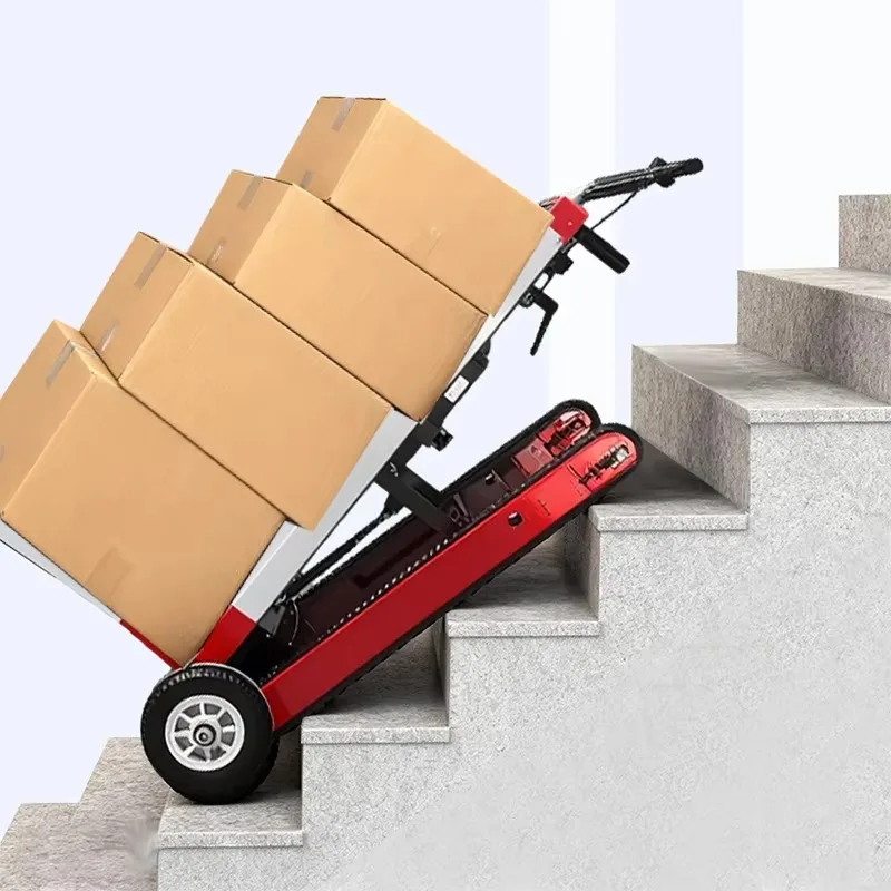 

Best-salling Electric Iron Industrial OEM Stair Climber Machine Battery Crawler Transport Cargo Dolly Cart With Belt