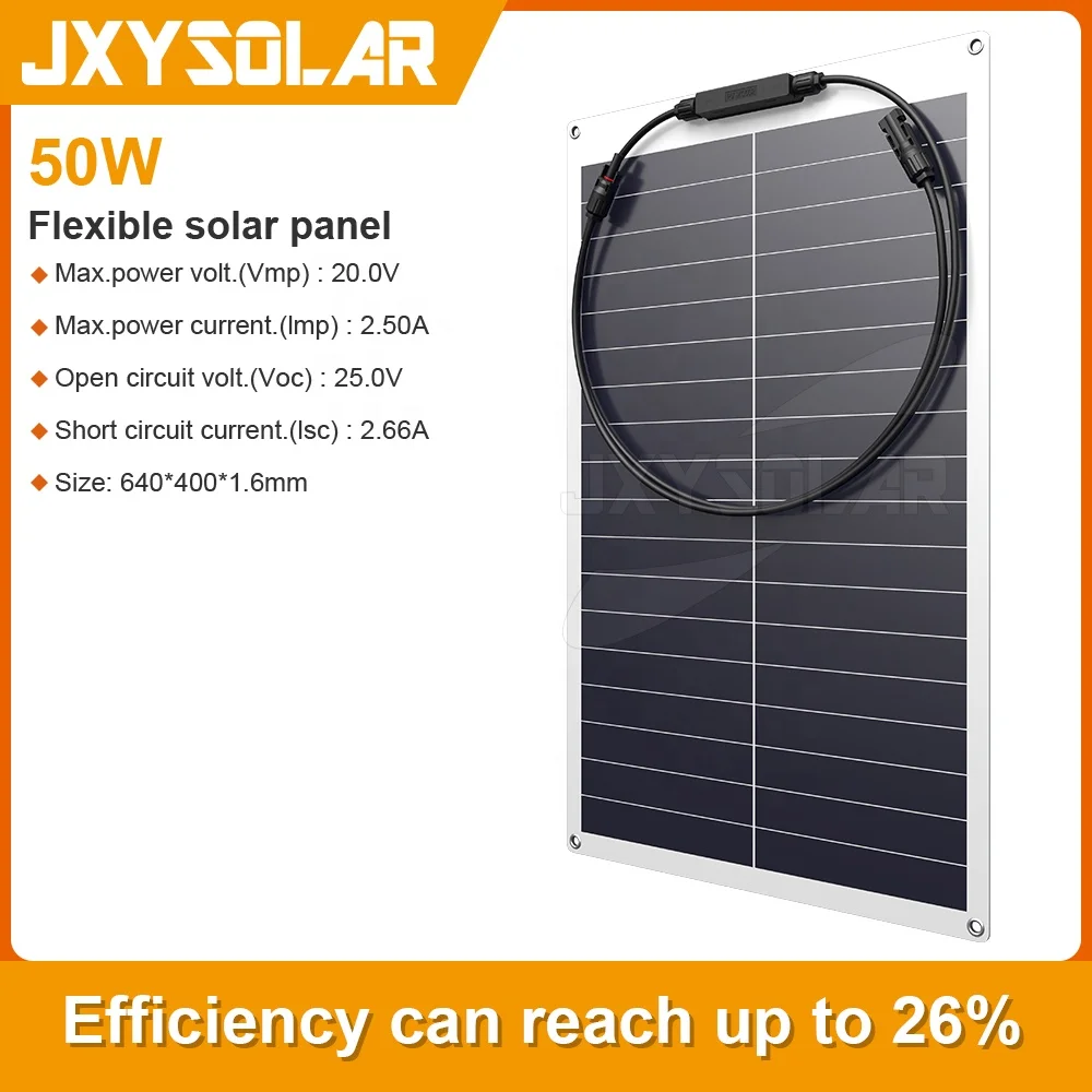 50W 20V HPBC Solar Panel, Custom Shape Flexible Module RV Marine Off Grid Emergency Charging