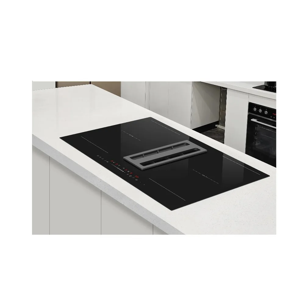 Temperature Sensor Touch Control 4 burner Induction Hob Combined With Down air Hood
