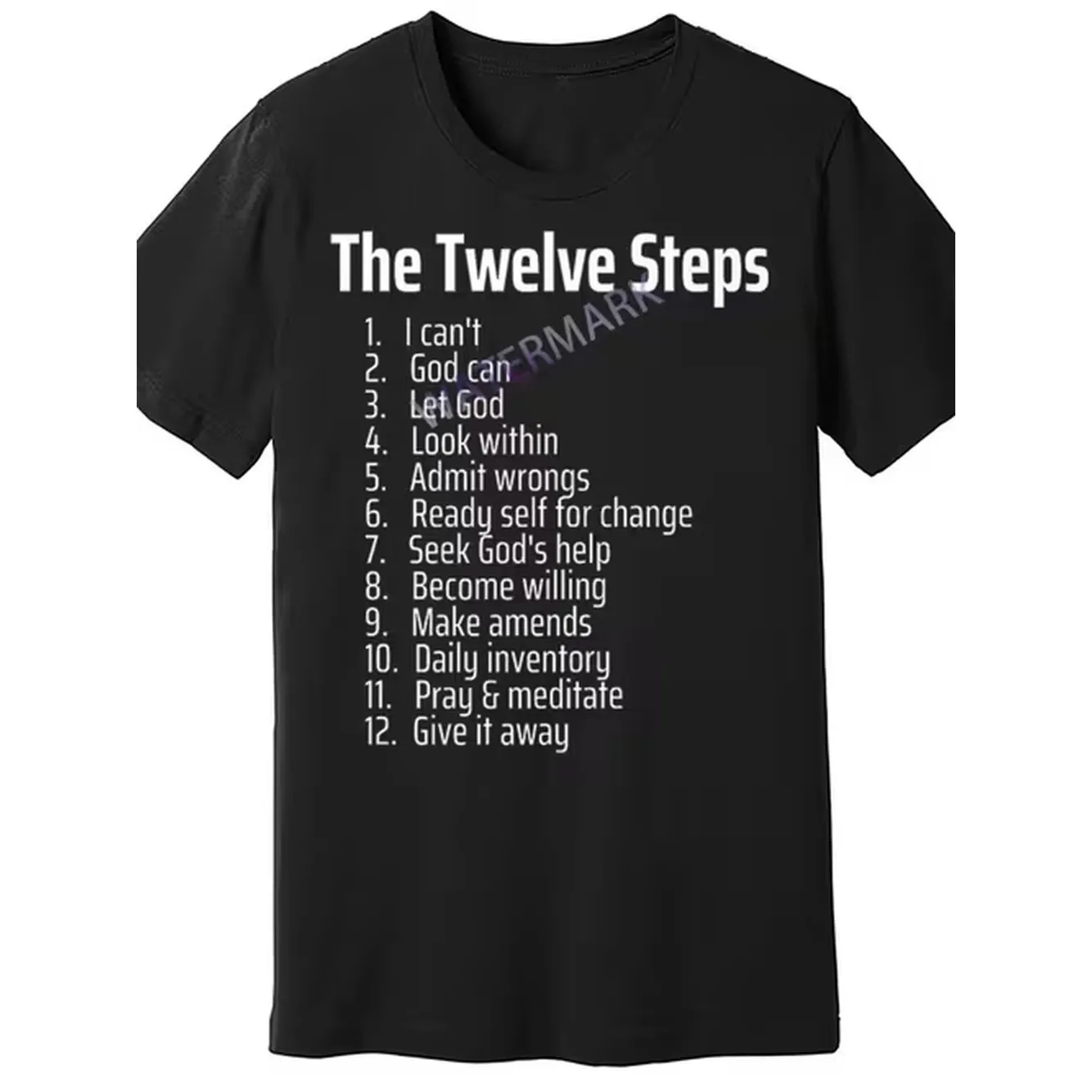 Men'S Aa 12 Steps Recovery Tee - Alcoholics Anonymous Program Shirt with List, Casual Support Group Apparel for Addiction Recovery, Machine Washable Everyday Sobriety Clothing Men, Clothes, Comfortable Fit