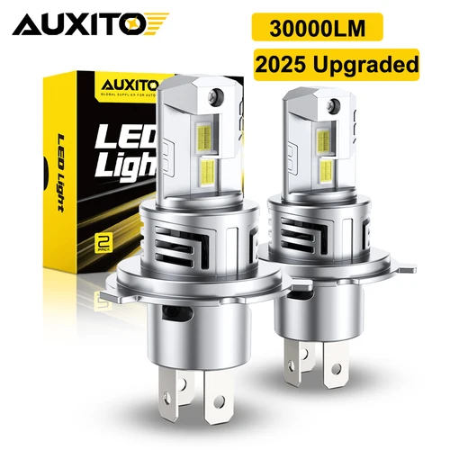 2025 nuevo AUXITO 30000LM H4 bombilla de luces LED 9003 HB2 faros LED haz alto y bajo con ventilador inalámbrico 60W faro de coche 12V 2 uds