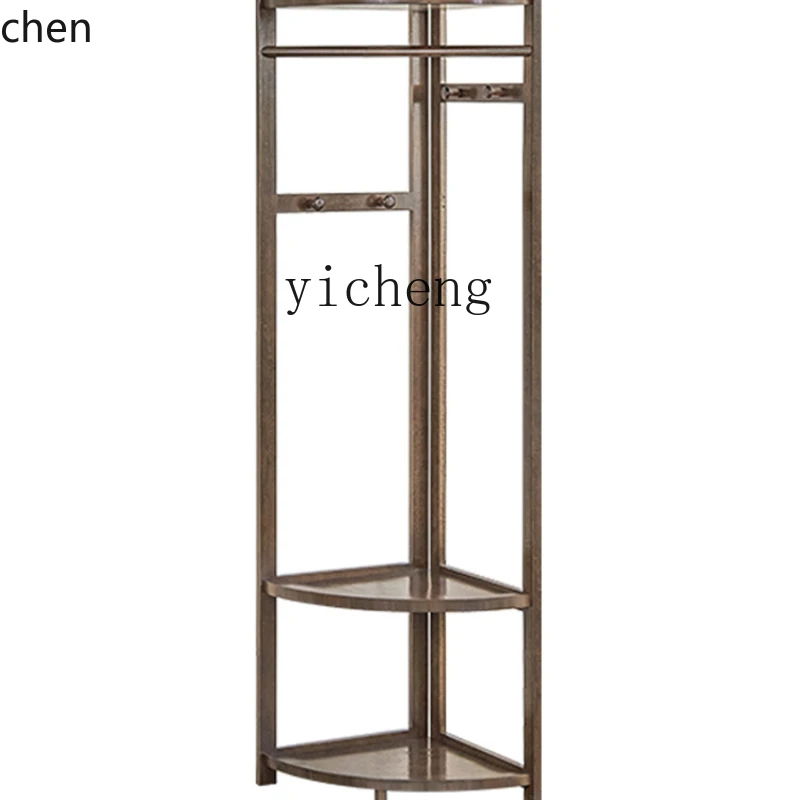 YFY  Solid Wood Corner Coat Rack Floor Hanger Hanger Storage Rack Hallway Punch-Free