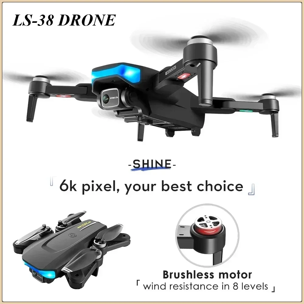 

LS-38 Mini Drone 6K HD Dual Camera 5G WiFi FPV Brushless GPS Return 360° Laser Obstacle Avoidance RC Quadcopter Dron Toys 1000M