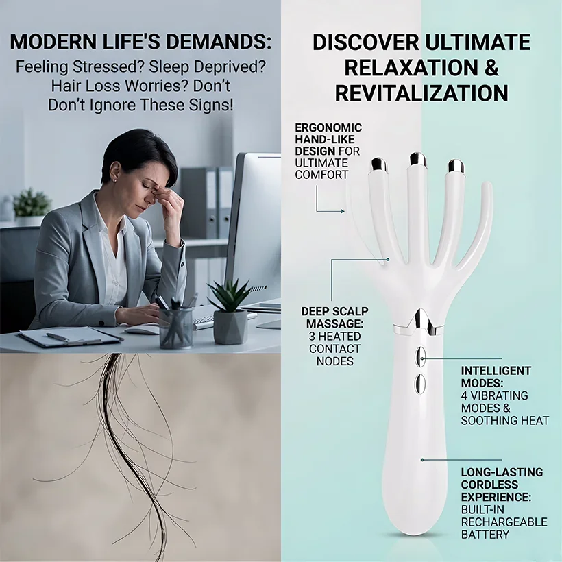 

Перезаряжаемый/аккумуляторный мини-массажер, многофункциональный массажер с подогревом, электрическая портативная массажная расческа с вибрацией