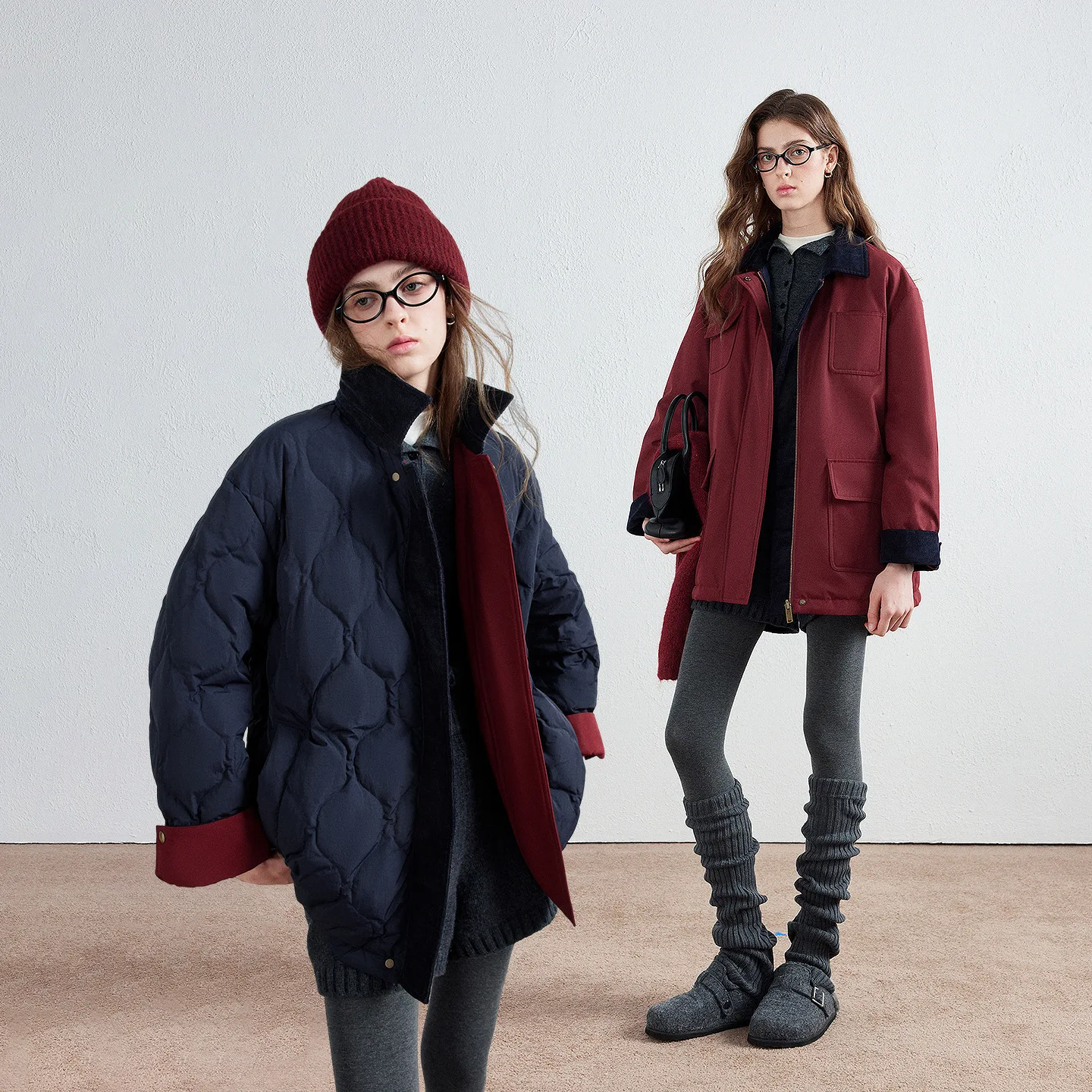 TOYOUTH Women Down Jacket 2026 Winter New Reversible Workwear Quilted Mid Length Loose 90% Down Outerwear