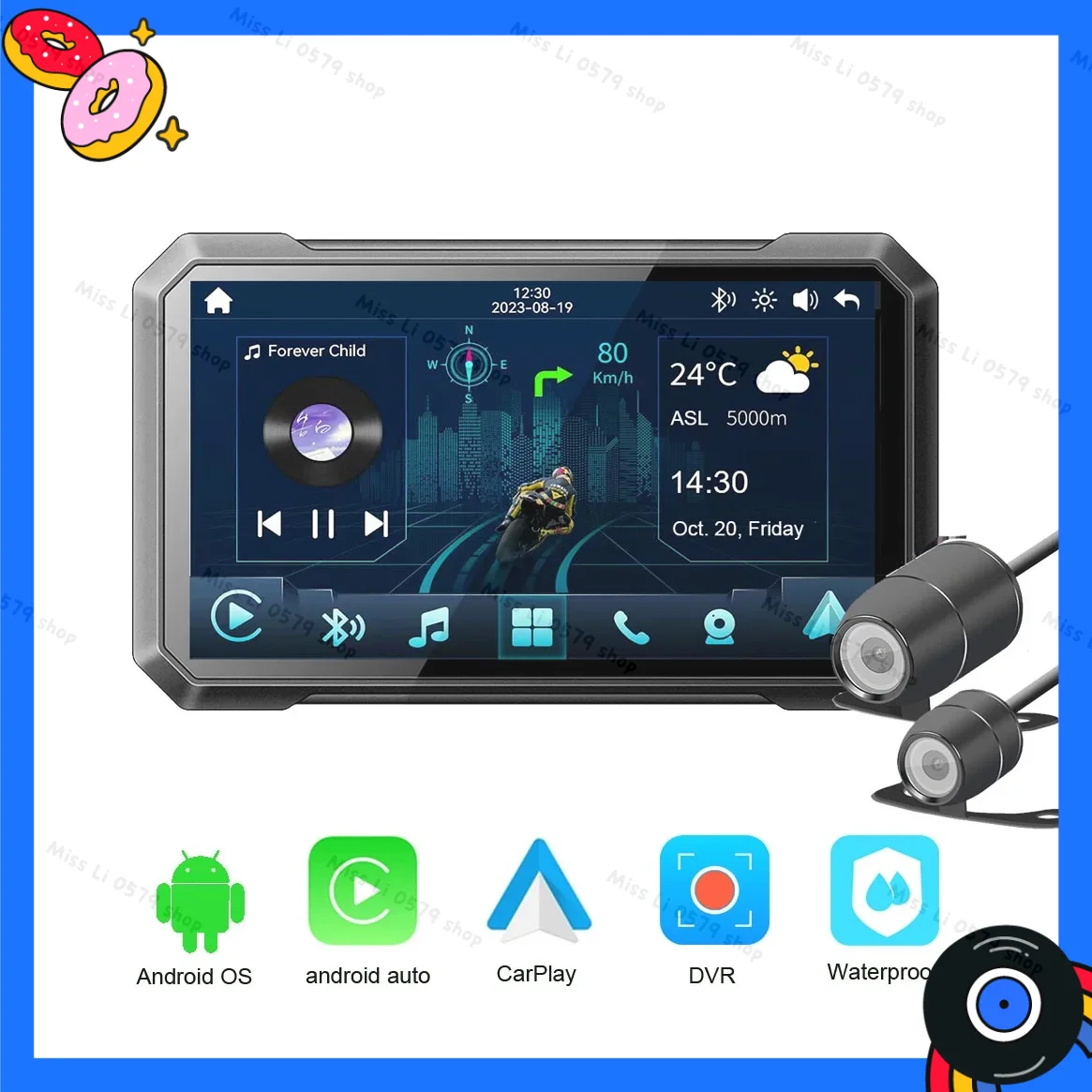 

2026new New Android OS 7-inch IP66 Waterproof Wireless Universal Multimedia CarPlay Camera Motorcycle GPS