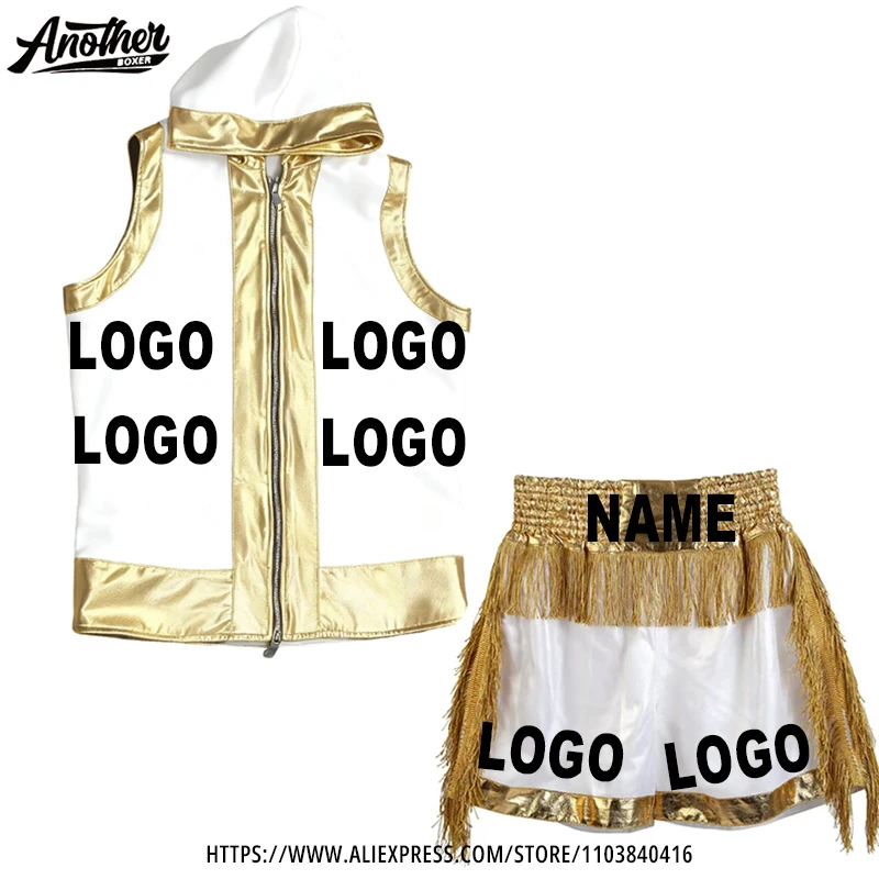 

Custom Boxing Shorts Hooded Boxing Gown Muay Thai Shorts Jacket Men Women Kids MMA Kickboxing Training Competition Robe Trunks