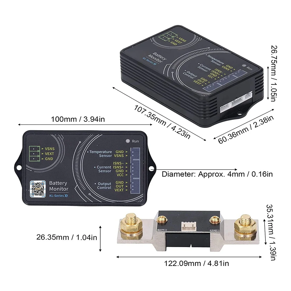 Voltage Current Coulometer, Battery Monitor 400A Bluetooth 0?120V RV Accessories KL140F for Electricity Detection