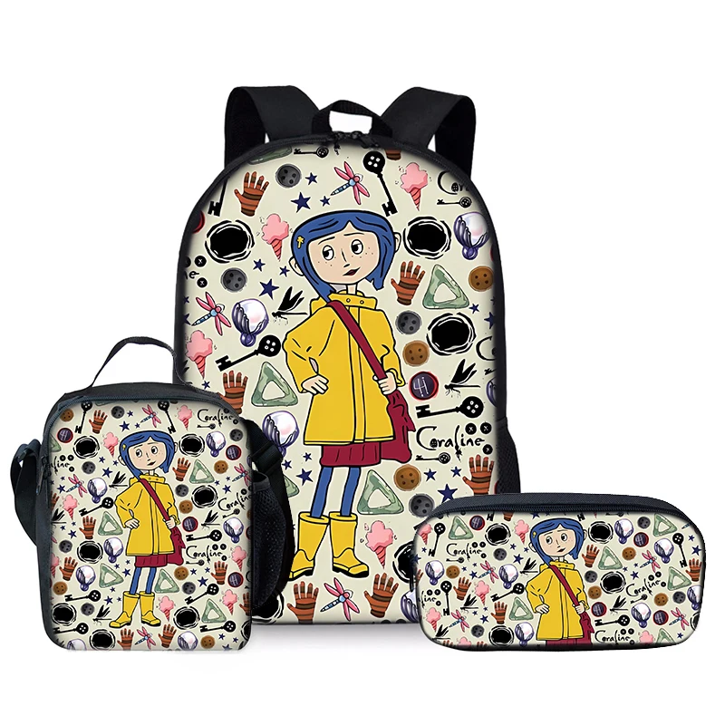 

Anime Little Girl Three Piece Backpacks Set for Boy and Girls Best Gifts 3D Cartoon School Backpack for Children